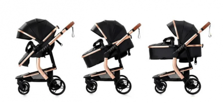 Carucior 3 in 1, Geanta de scutece, Suspensie pe roata si cadru, Bubu-Still, Sun-NEGRU [8]