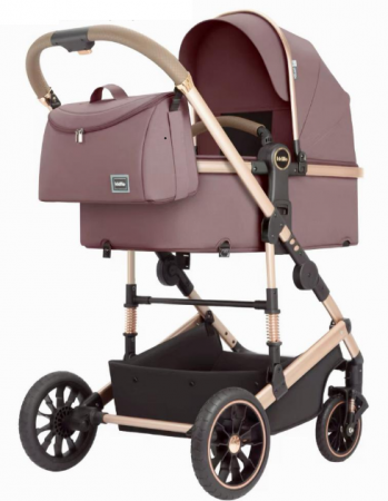 Carucior 3 in 1, Kidilo, cu suspensii, Geanta termica pentru accesorii si salteluta,Mov visina, Landou reversibil, Cadru aluminiu, A10 [7]