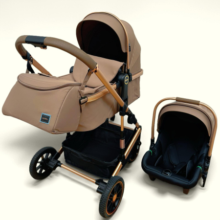 Carucior 3 in 1, Kidilo, cu suspensii, Geanta termica pentru accesorii si salteluta, Landou reversibil, Cadru aluminiu, A10 [9]