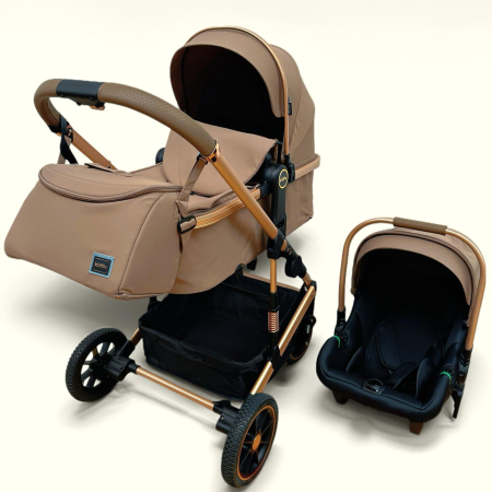 Carucior 3 in 1, Kidilo, cu suspensii, Geanta termica pentru accesorii si salteluta, Landou reversibil, Cadru aluminiu, A10 [3]