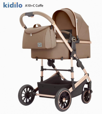 Carucior 3 in 1, Kidilo, cu suspensii, Geanta termica pentru accesorii si salteluta, Landou reversibil, Cadru aluminiu, A10 [1]