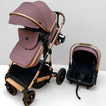 Carucior 3 in 1, Kidilo, cu suspensii, Geanta termica pentru accesorii si salteluta,Mov visina, Landou reversibil, Cadru aluminiu, A10 [2]