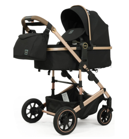 Carucior 3 in 1, Kidilo, cu suspensii, Lux, Geanta termica pentru accesorii si salteluta, Reversibil, Cadru aluminiu, negru [3]