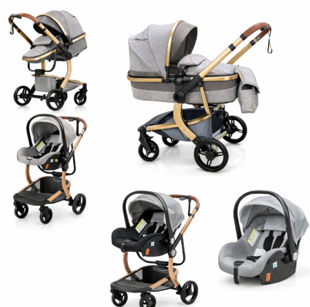 Carucior 3 in 1 - Carucior 3 in 1, Modul sport transformabil din landou plus scoica, Plasa de insecte si geanta de scutece, COD 517
