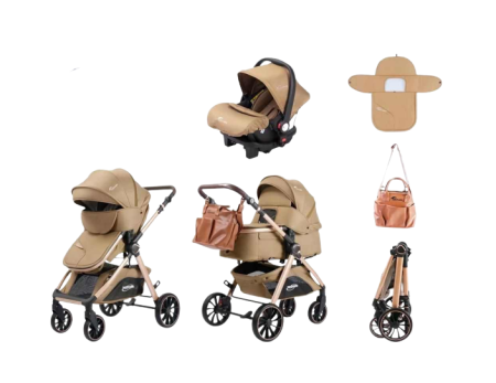 Carucior 3 in 1, Teknum, cu suspensii, Geanta pentru accesorii si salteluta, Bej [1]