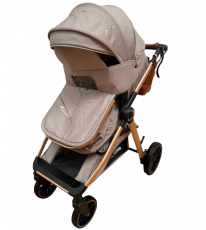 Carucior 3 in 1, Teknum, cu suspensii, Geanta pentru accesorii si salteluta, Kaki [4]