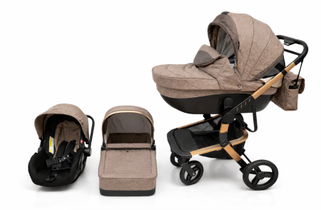 Carucior 3 in 1 - Carucior 3 in 1 cu 3 piese distincte, cadru ergonomic stabil, reversibil, bej