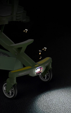 Carucior bebe cu copertina retractabila pentru protectie UV, 6 si 36 luni, reversibil, pliere compacta tip troler pentru avion, lumini si muzica, inimioare [5]