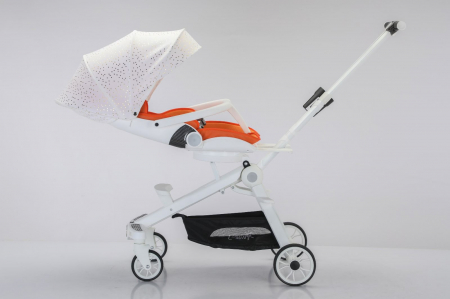 Carucior bebe cu copertina retractabila pentru protectie UV, 6 si 36 luni, reversibil, pliere compacta tip troler pentru avion, lumini si muzica [3]