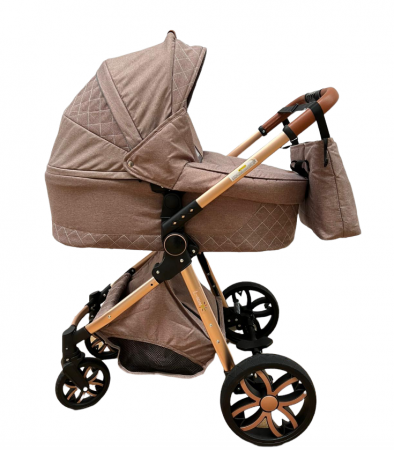 Carucior Bubu-Still, 3 in 1 , 3 piese distincte, suspensie pe roata, reversibil, bej [8]
