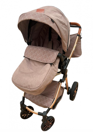 Carucior Bubu-Still, 3 in 1 , 3 piese distincte, suspensie pe roata, reversibil, bej [7]