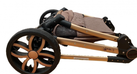 Carucior Bubu-Still, 3 in 1 , 3 piese distincte, suspensie pe roata, reversibil, bej [14]