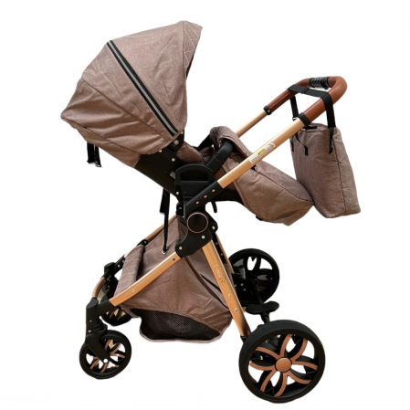 Carucior Bubu-Still, 3 in 1 , 3 piese distincte, suspensie pe roata, reversibil, bej [4]
