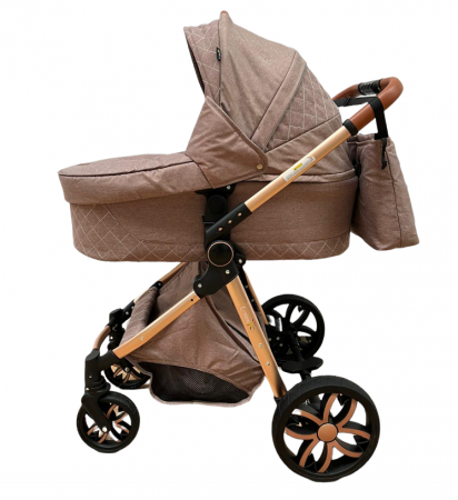 Carucior Bubu-Still, 3 in 1 , 3 piese distincte, suspensie pe roata, reversibil, bej [1]