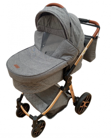 Carucior Bubu-Still, 3 in 1 , 3 piese distincte, suspensie pe roata, reversibil, Gri [1]