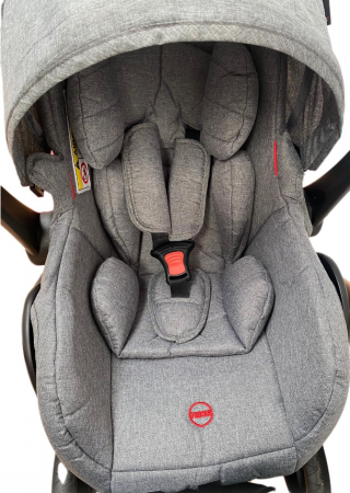 Carucior Bubu-Still, 3 in 1 , 3 piese distincte, suspensie pe roata, reversibil, Gri [9]