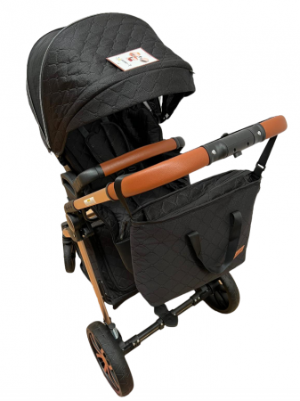 Carucior Bubu-Still, 3 in 1 , 3 piese distincte, suspensie pe roata, reversibil, Negru [10]