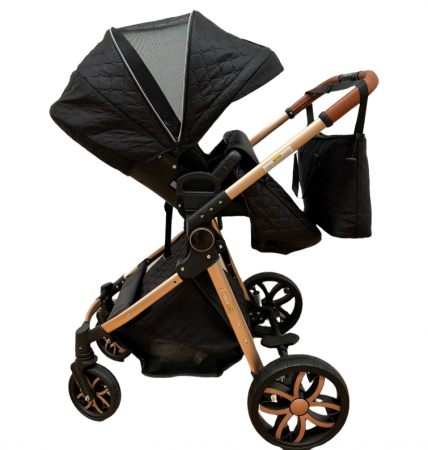 Carucior Bubu-Still, 3 in 1 , 3 piese distincte, suspensie pe roata, reversibil, Negru [5]