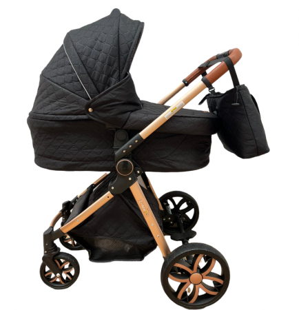 Carucior Bubu-Still, 3 in 1 , 3 piese distincte, suspensie pe roata, reversibil, Negru [1]