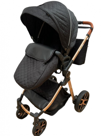 Carucior Bubu-Still, 3 in 1 , 3 piese distincte, suspensie pe roata, reversibil, Negru [6]