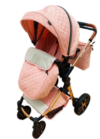 Carucior Bubu-Still, 3 in 1 , 3 piese distincte, suspensie pe roata, reversibil, Roz [15]