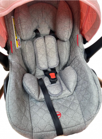 Carucior Bubu-Still, 3 in 1 , 3 piese distincte, suspensie pe roata, reversibil, Roz [20]