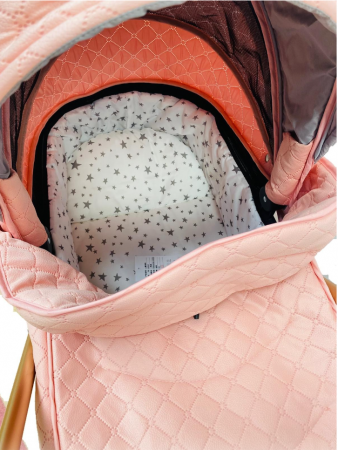 Carucior Bubu-Still, 3 in 1 , 3 piese distincte, suspensie pe roata, reversibil, Roz [19]