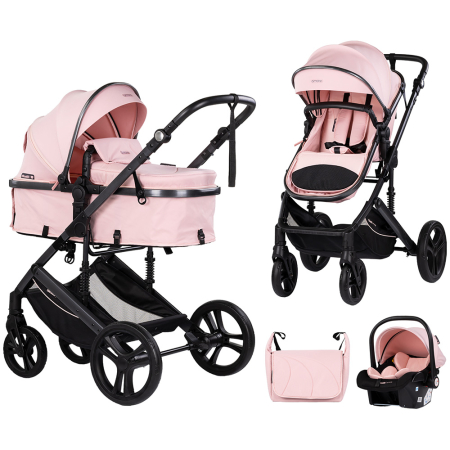 Pentru bebe - Carucior Chipolino Amore 3 in 1 powder pink
