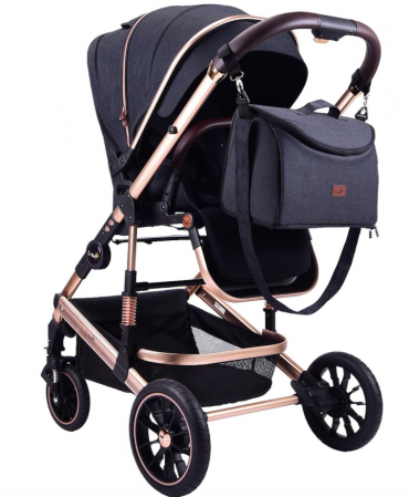 Carucior copii, 0-36 luni, Cu suspensii, Maner reversibil, Pozitie de somn si sezut, Roata cauciuc, Cu scoica auto [5]