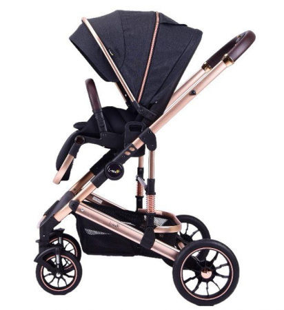 Carucior copii, 0-36 luni, Cu suspensii, Maner reversibil, Pozitie de somn si sezut, Roata cauciuc, Cu scoica auto [7]