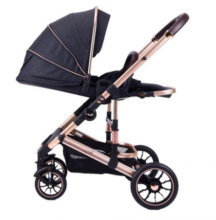 Carucior copii, 0-36 luni, Cu suspensii, Maner reversibil, Pozitie de somn si sezut, Roata cauciuc, Cu scoica auto [2]