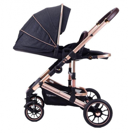 Carucior copii, 0-36 luni, Cu suspensii, Maner reversibil, Pozitie de somn si sezut, Roata cauciuc, Cu scoica auto [4]