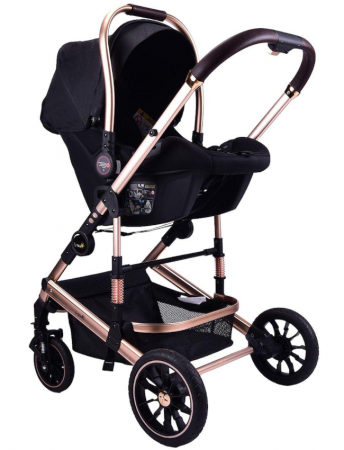 Carucior copii, 0-36 luni, Cu suspensii, Maner reversibil, Pozitie de somn si sezut, Roata cauciuc, Cu scoica auto [3]