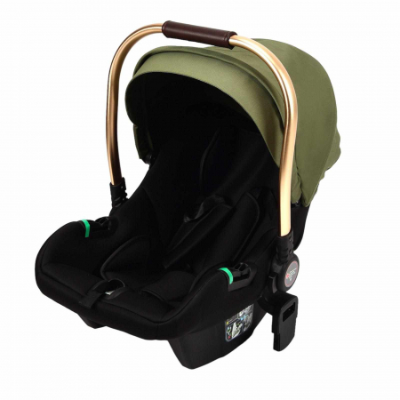 Carucior copii, 0-36 luni, Cu suspensii, Maner reversibil, Pozitie de somn si sezut, Roata cauciuc, Cu scoica auto, Verde [10]