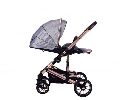 Carucior copii, 0-36 luni, Cu suspensii, Landou reversibil, Pozitie de somn si sezut, Roata cauciuc, Gri [5]