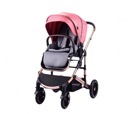 Carucior copii, 0-36 luni, Cu suspensii, Landou reversibil, Pozitie de somn si sezut, Roata cauciuc, Rosu [1]