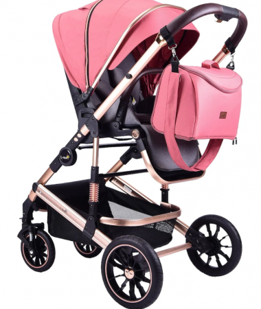 Carucior copii, 0-36 luni, Cu suspensii, Landou reversibil, Pozitie de somn si sezut, Roata cauciuc, Rosu [7]