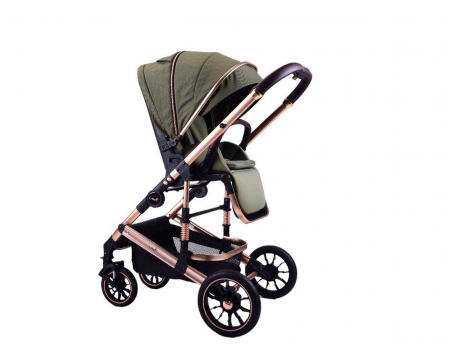 Carucior copii, 0-36 luni, Cu suspensii, Landou reversibil, Pozitie de somn si sezut, Roata cauciuc, verde [7]