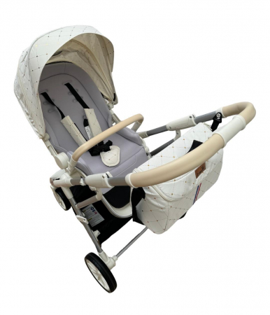 Carucior copii, 0-36 luni, sarcina maxima 22 kg, Landou reversibil, Colectie Lux, Geanta de scutece, Alb unt [12]