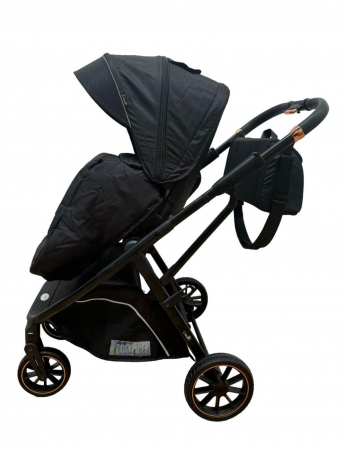 Carucior copii, 0-36 luni, sarcina maxima 22 kg, Landou reversibil, Colectie Lux, Geanta de scutece, Negru [3]