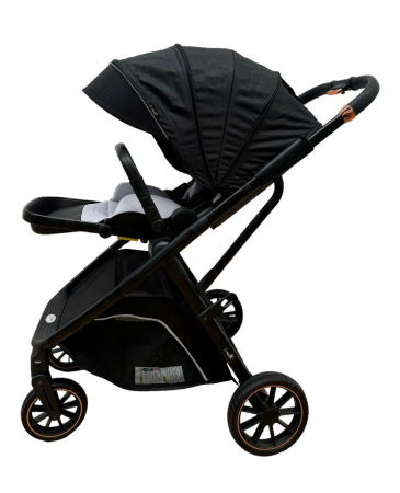 Carucior copii, 0-36 luni, sarcina maxima 22 kg, Landou reversibil, Colectie Lux, Geanta de scutece, Negru [10]