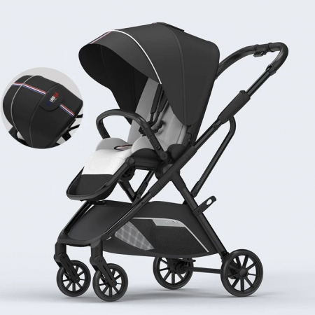 Carucior copii, 0-36 luni, sarcina maxima 22 kg, Landou reversibil, Colectie Lux, Geanta de scutece, negru auriu [11]