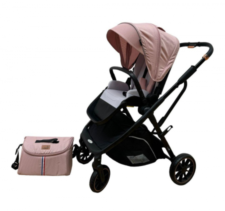 Carucior copii, 0-36 luni, sarcina maxima 22 kg, Landou reversibil, Colectie Lux, Geanta de scutece, Roz pudra [1]