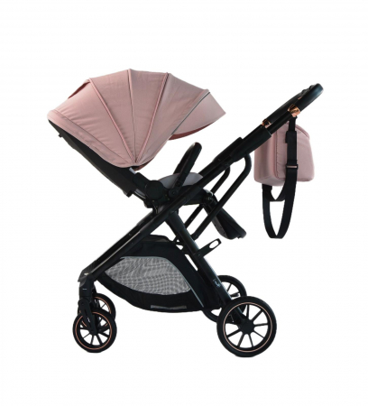 Carucior copii, 0-36 luni, sarcina maxima 22 kg, Landou reversibil, Colectie Lux, Geanta de scutece, Roz pudra [3]