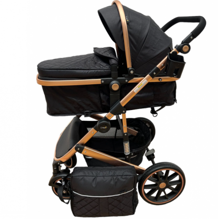 Carucior copii, 2 in 1, multifunctional,  Matlasat, Pliere compacta tip carte, suspensie roti [3]