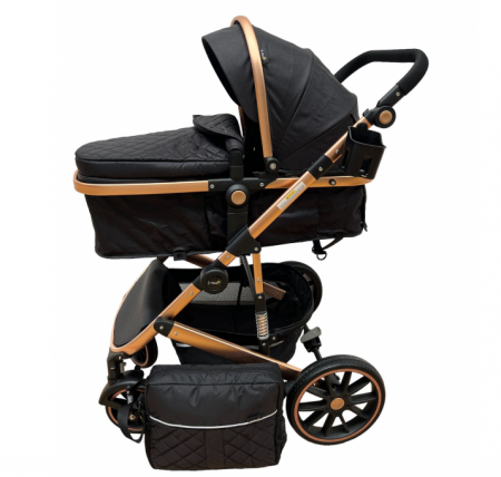 Carucior 2 in 1 - Carucior copii, 2 in 1, multifunctional,  Matlasat, Pliere compacta tip carte, suspensie roti