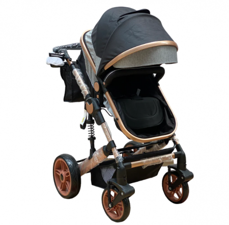 Carucior copii, 3 in 1, ultrapliabil si cu landou reversibil, sustinere dubla, maner reglabil, negru [3]