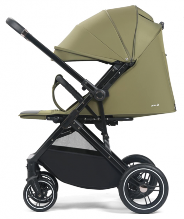 Carucior Copii , sport cu pozitie de somn, pliere troler, Spatar reglabil, Tehnologia One-Hand Folding, copertina extensibila, maner reversibil, husa de picioare si geanta, Verde kaki [2]