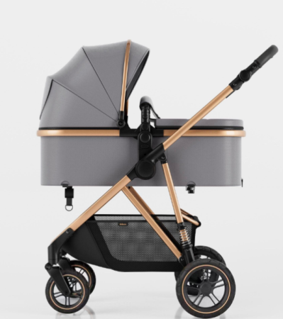 Carucior de copii 2 in 1, Cu geanta accesorii, Cu suspensii, 105 x 95 x 60 cm, Pliabil ergonomic, Belecoo, Gri [1]