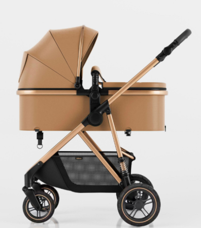 Carucior de copii 2 in 1, Cu geanta accesorii, Cu suspensii, 105 x 95 x 60 cm, Pliabil ergonomic, Belecoo, Tiramisu [2]